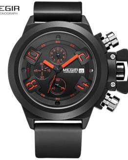 Megir Fashion Mens Silicone Band Sport Quartz Wrist Watches