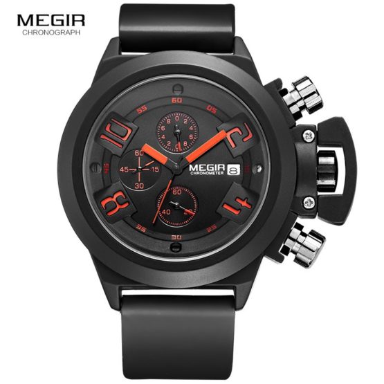 Megir Fashion Mens Silicone Band Sport Quartz Wrist Watches