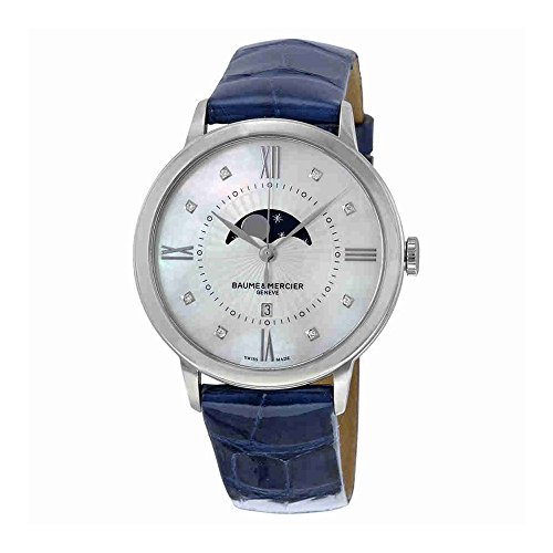 Baume and Mercier Classima Mother of Pearl Dial Blue Leather Ladies Watch