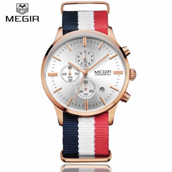 Megir Men's Chronograph Canvas Wrist Watches
