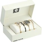 Anne Klein Women's Swarovski Crystal Accented Gold-Tone Bangle Watch