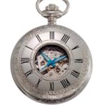 Gotham Men's Silver-Tone Jewel Mechanical Covered Pocket Watch