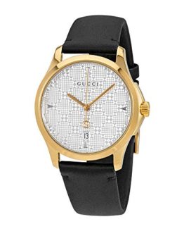 Gucci G-Timeless SIlver Dial Mens Leather Watch