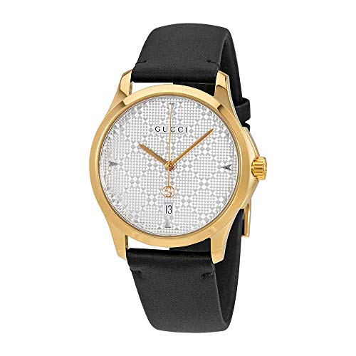 Gucci G-Timeless SIlver Dial Mens Leather Watch
