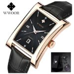 WWOOR Men Watch Ultra thin Square Watches Quartz Watches