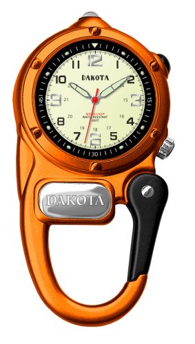 Dakota Clip Watch With LED Flashlight, Mini Clip Microlight Watch, Orange