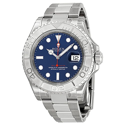Rolex Yachtmaster Steel and Platinum Blue Dial Mens Watch