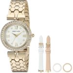 Anne Klein Women's Swarovski Crystal Accented Gold-Tone Bracelet Watch