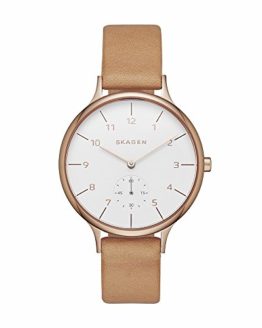 Skagen Women's Anita Quartz Stainless Steel and Leather Casual Watch