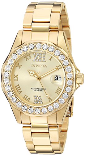 Invicta Women's Pro Diver Gold Dial Gold-Plated Stainless Steel Watch