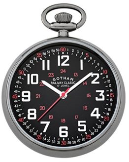 Gotham Men's Gun-Tone Mechanical Pocket Watch