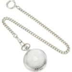 Bucasi Easy to Read Numbers Silver Tone Chain Pocket Watch