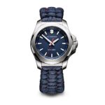 Victorinox Swiss Army I.N.O.X. Women's Watch with blue dial, blue paracord strap, and shockproof design, ideal for outdoor adventures. 