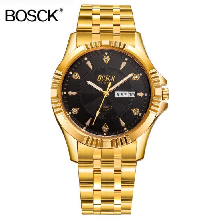 BOSCK Top Brand Gold Full Stainless Steel Role Luxury Watch Men Golden Band Quartz Wrist Watch Mens Famous Brand Male Clock 2017 2 BOSCK Top Brand Gold Full Stainless Steel Role Luxury Watch