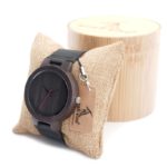 BOBO BIRD Men's Ebony Wood Design Watches With Real Leather Quartz Watch