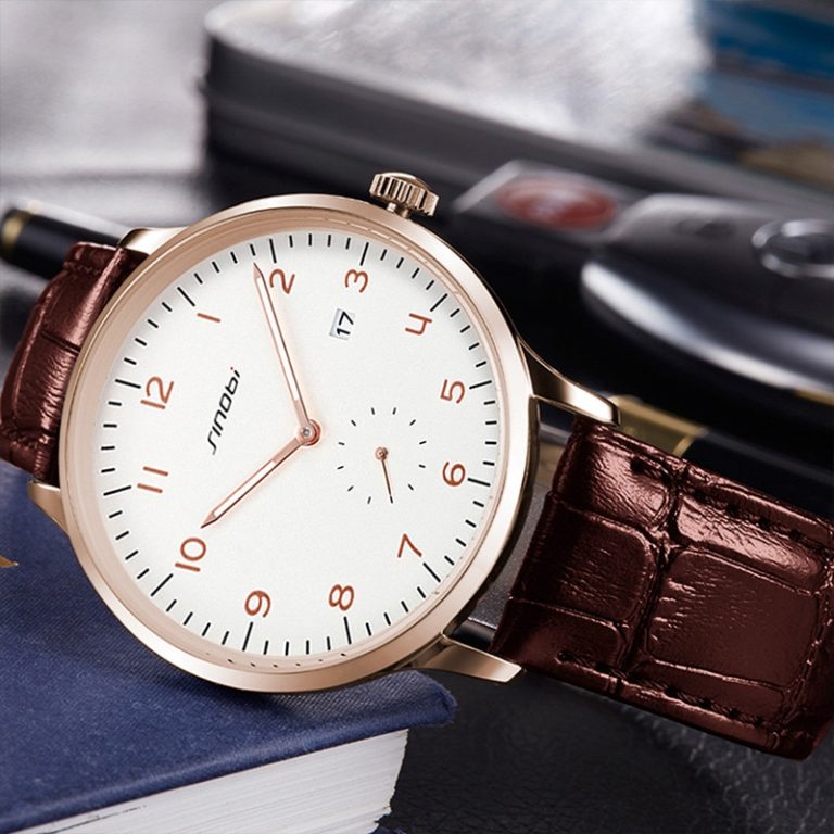 SINOBI Classic Men's Wrist Watches Leather Watchband