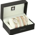Anne Klein Women's Diamond-Accented Gold-Tone and Pink Leather Watch
