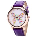 Fashion Leather Women Wrist Watches 2018 Brand Flower Butterfly Ladies Watch