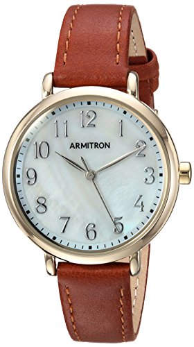 Armitron Women's Easy to Read Dial Gold-Tone and Brown Leather Strap Watch