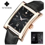 WWOOR Men Watch Ultra thin Square Watches Quartz Watches