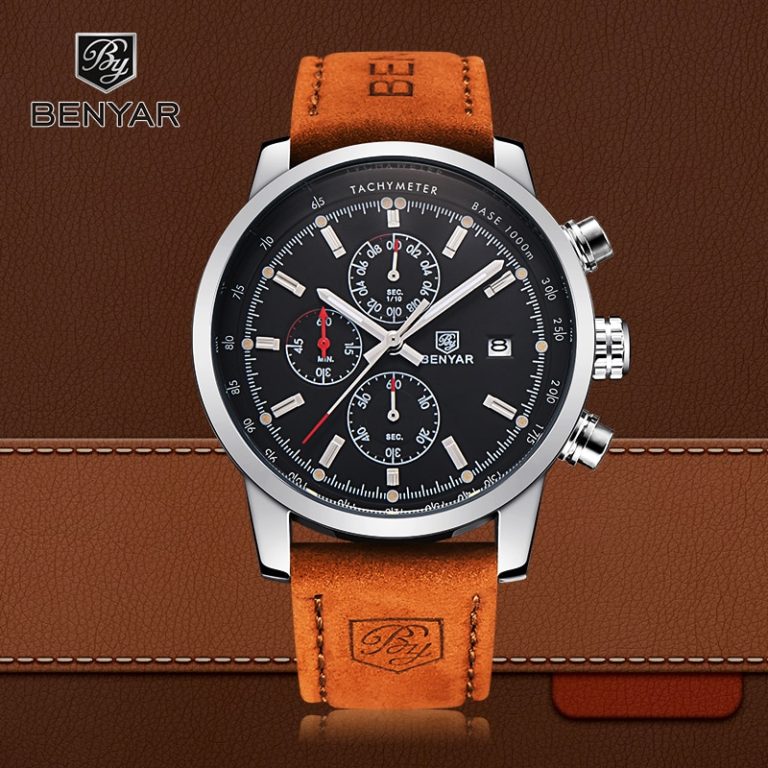 BENYAR Sport Men Watch Top Brand Luxury Men Leather Waterproof Chronograph Quartz Wrist Watch Male Military Clock 1 BENYAR Sport Men Watch Top Brand Luxury Men Leather Watch