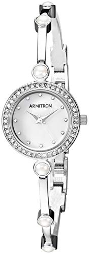 Armitron Women's Swarovski Crystal Accented Silver-Tone Bangle Watch