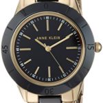 Anne Klein Women's Gold-Tone and Black Ceramic Bracelet Watch