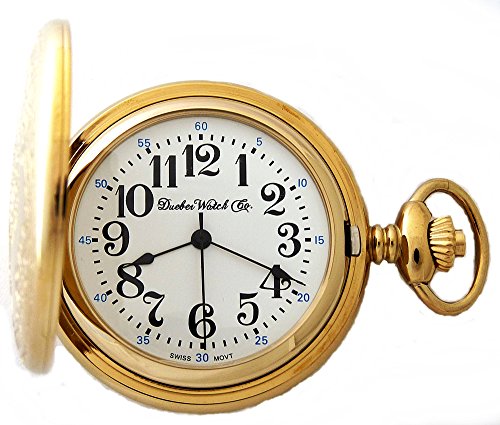 Dueber Watch Co Gold Plated Locomotive Railroad Pocket Watch