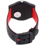 Swatch Unisex Originals Black Watch with Patterned Band