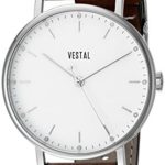 Vestal Unisex The Sophisticate Stainless Steel Watch with Brown Leather Band