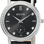 Bulova Women's Swarovski Crystal Black Strap Watch