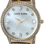 Anne Klein Women's Swarovski Crystal Accented Gold-Tone Textured Bangle Watch