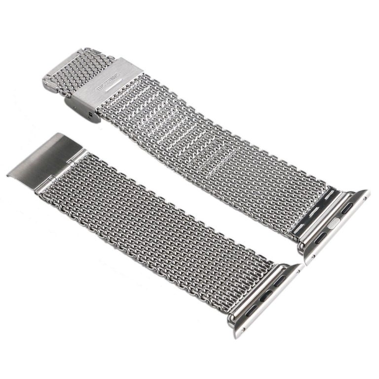 Silver/Black 38/42mm Web Mesh Stainless Steel Apple Watch Band