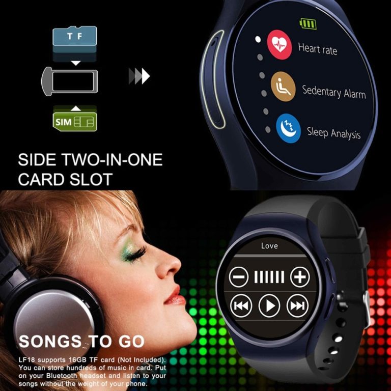Kw18 Bluetooth Smart Watch Men Women Heart Rate Monitor Pedometer