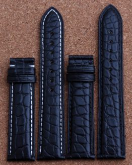 New Mens Genuine Leather Watch Strap Bands Bracelets Black Alligator Leather