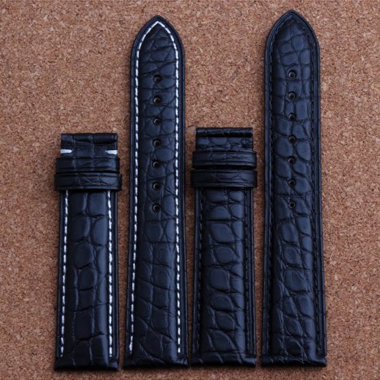 New Mens Genuine Leather Watch Strap Bands Bracelets Black Alligator Leather