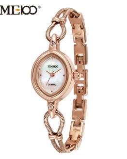TIME100 Women Watches Shell Dial Gold Alloy Bracelet Quartz Wrist