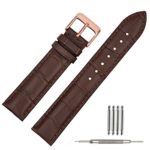 TStrap 20mm Brown Leather Watch Bands Replacement Watch Strap