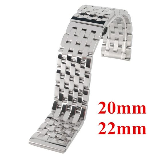 20mm 22mm Solid Stainless Steel Watch Band Wrist Mens Strap High Quality