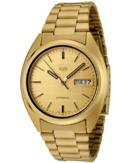Seiko Men's SNXL72 Seiko 5 Automatic Gold Dial Gold-Tone Stainless Steel Watch