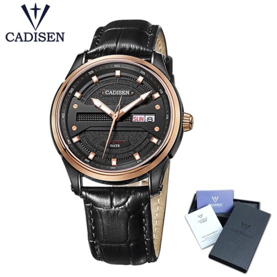 Cadisen Watch Men Top Brand Luxury Famous Male Clock Leather strap