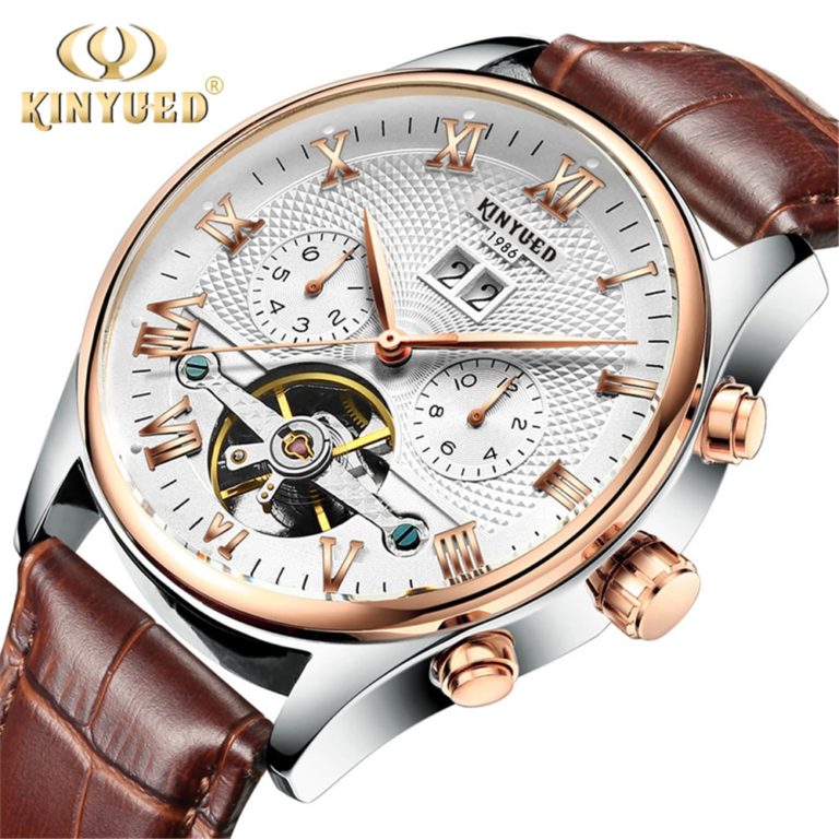 KINYUED Skeleton Tourbillon Mechanical Watch Automatic Men Classic