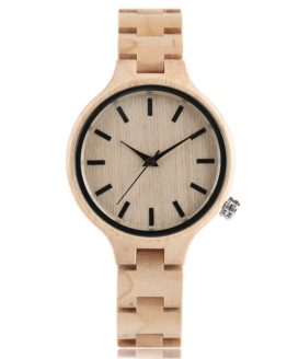 Full Wooden Watch Simple Creative Women Quartz Bracelet Dress Wrist Watch