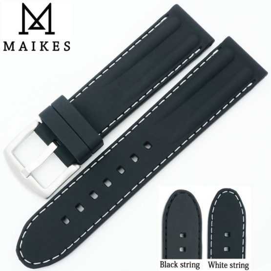MAIKES 22mm Watchband Silicone Rubber Bands