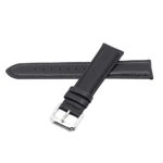 Berfine 22mm Black Calf Leather Watch Band Replacement