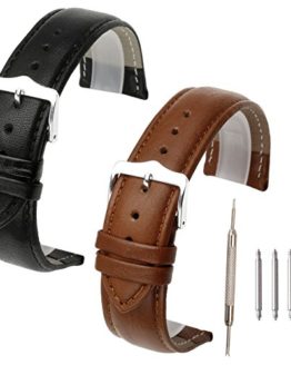 Top Plaza 2 Pcs Black Brown Genuine Leather Band Replacement