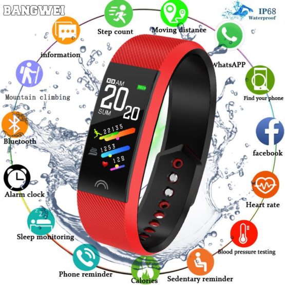 BANGWEI New Men Sport Smart Watch Bluetooth Pedometer Fitness