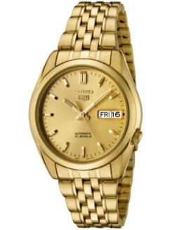 Seiko Men's Seiko 5 Automatic Gold Dial Gold-Tone Stainless Steel Watch