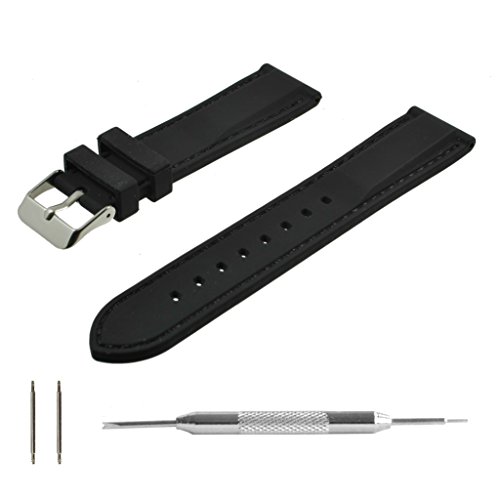 Benchmark Straps 22mm Black Silicone Rubber Watchband