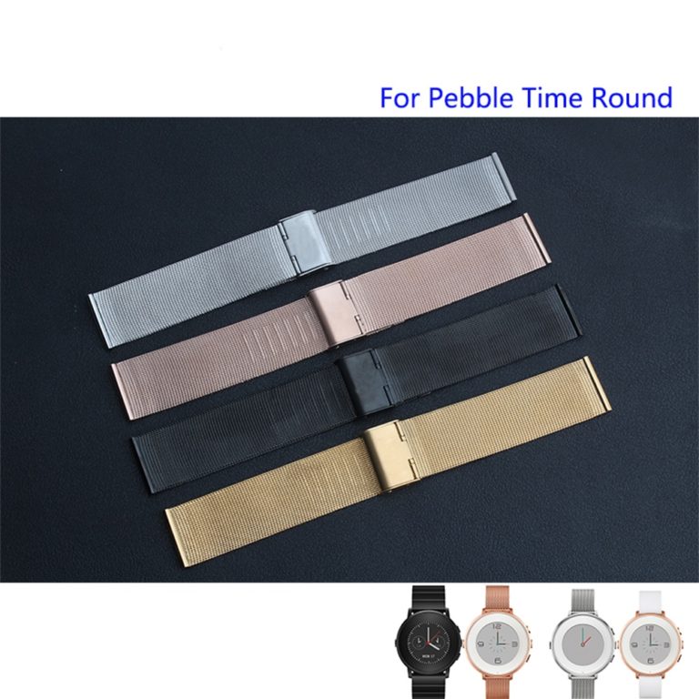 Milanese Mesh Strap For Pebble Time Round Quality Stainless Steel Watchband 14mm20mm Ladies and Mens Watch band 1 Milanese Mesh Strap For Pebble Time Round Quality Stainless Steel Watchband